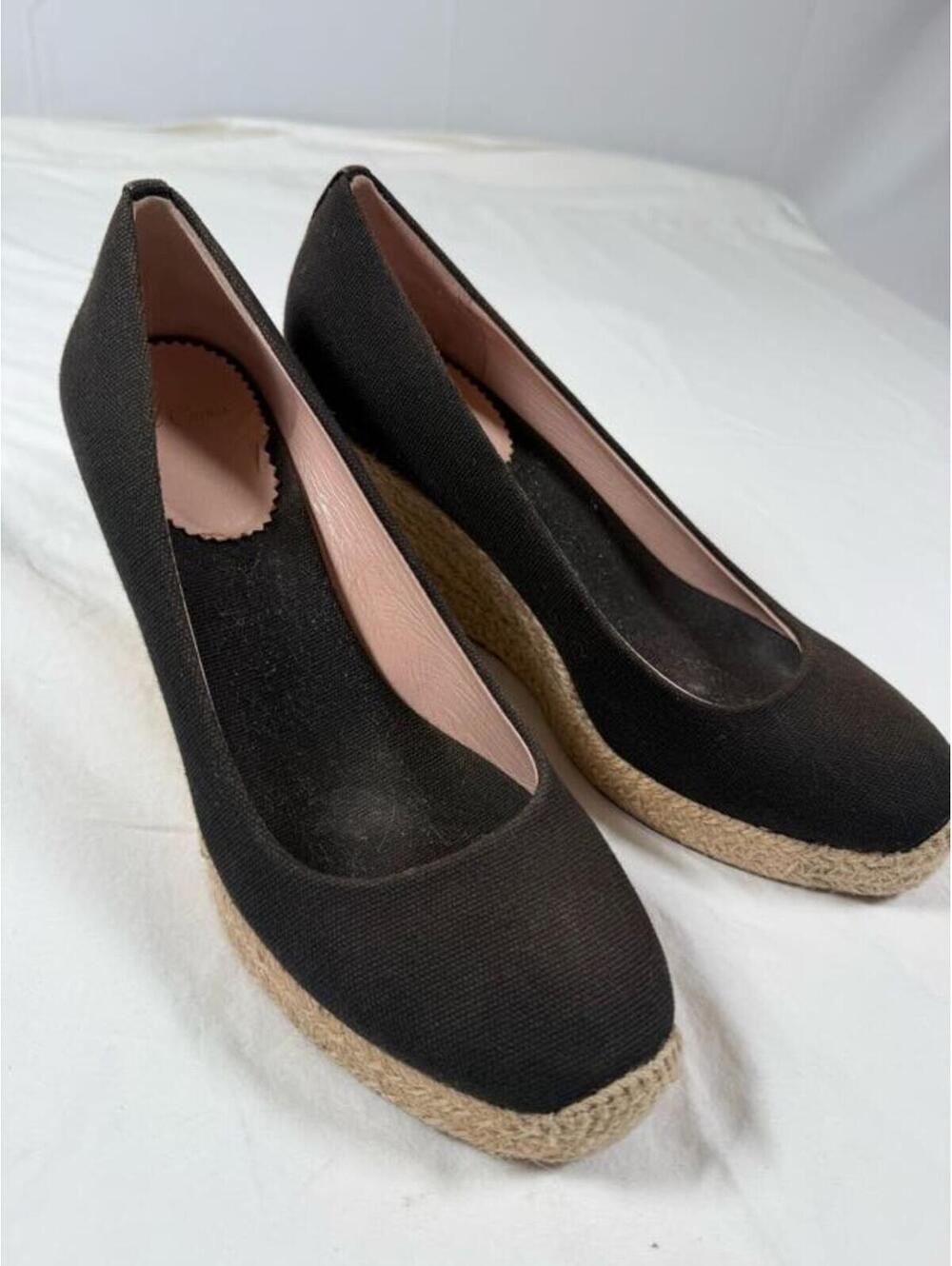 J. Crew Black Canvas Espadrille Wedge Heels Size 9